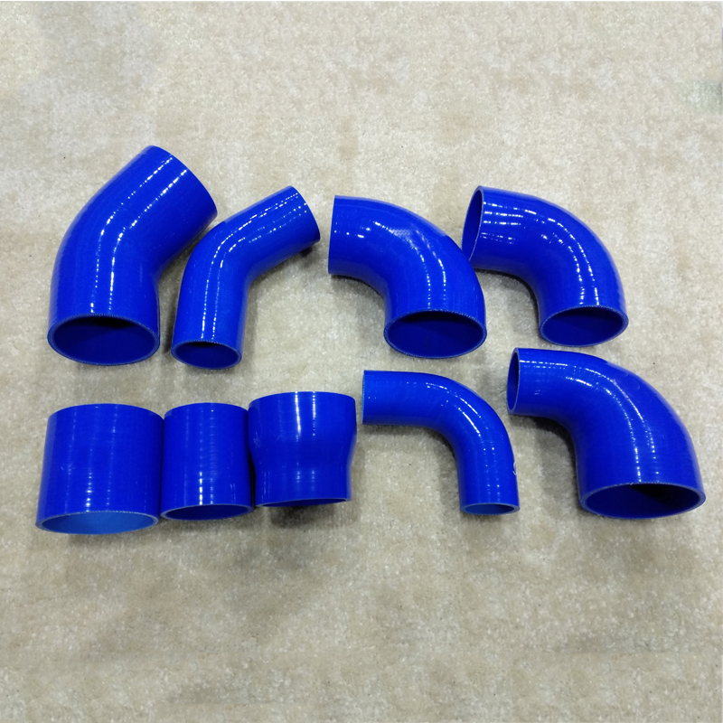 Mangueiras de silicone com curvatura de 45 graus reforçadas, 4 camadas, azul, preto, mangueira de silicone automática